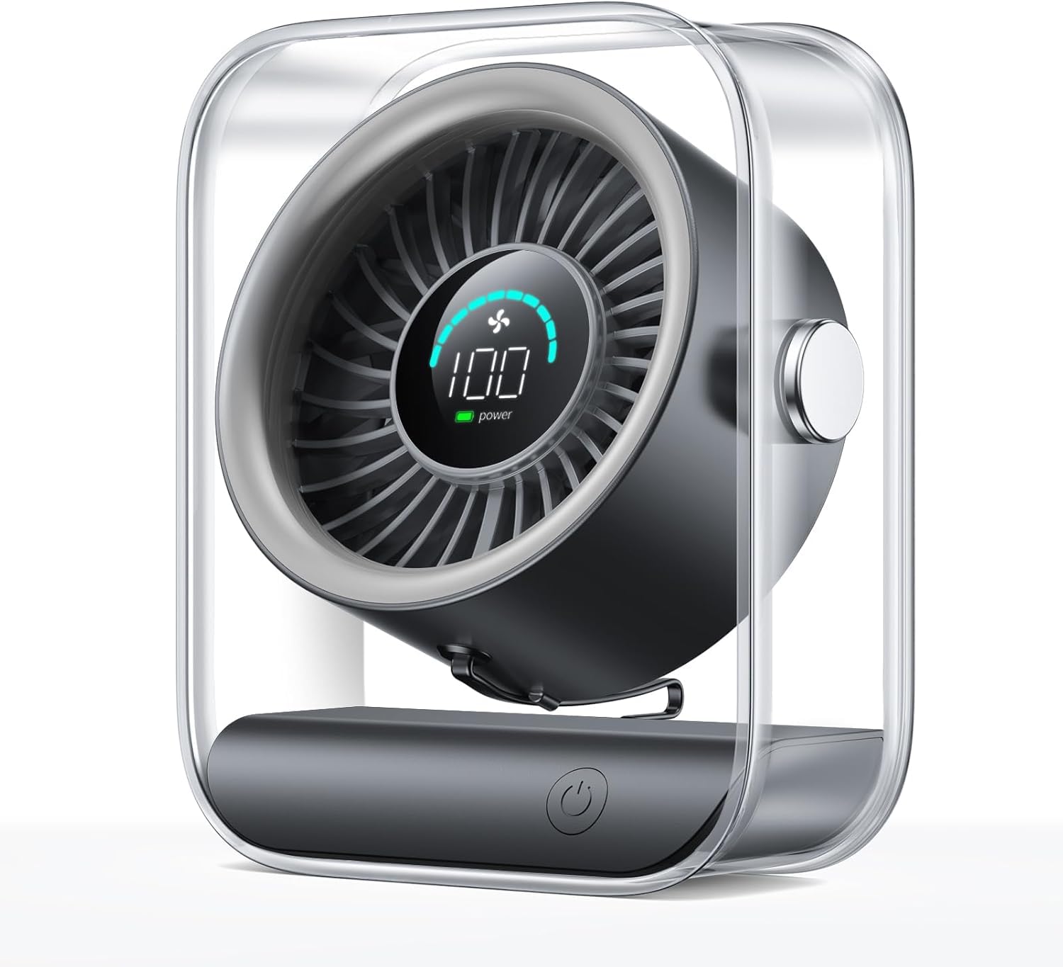 KIMMOO Rechargeable USB Desk Fan, Quiet Table Fan with Turbo Airflow, 100 Speeds, Digital Display, 90° Rotating, Small Battery Desktop Fans for Bedroom Home Office Travel(Black)
