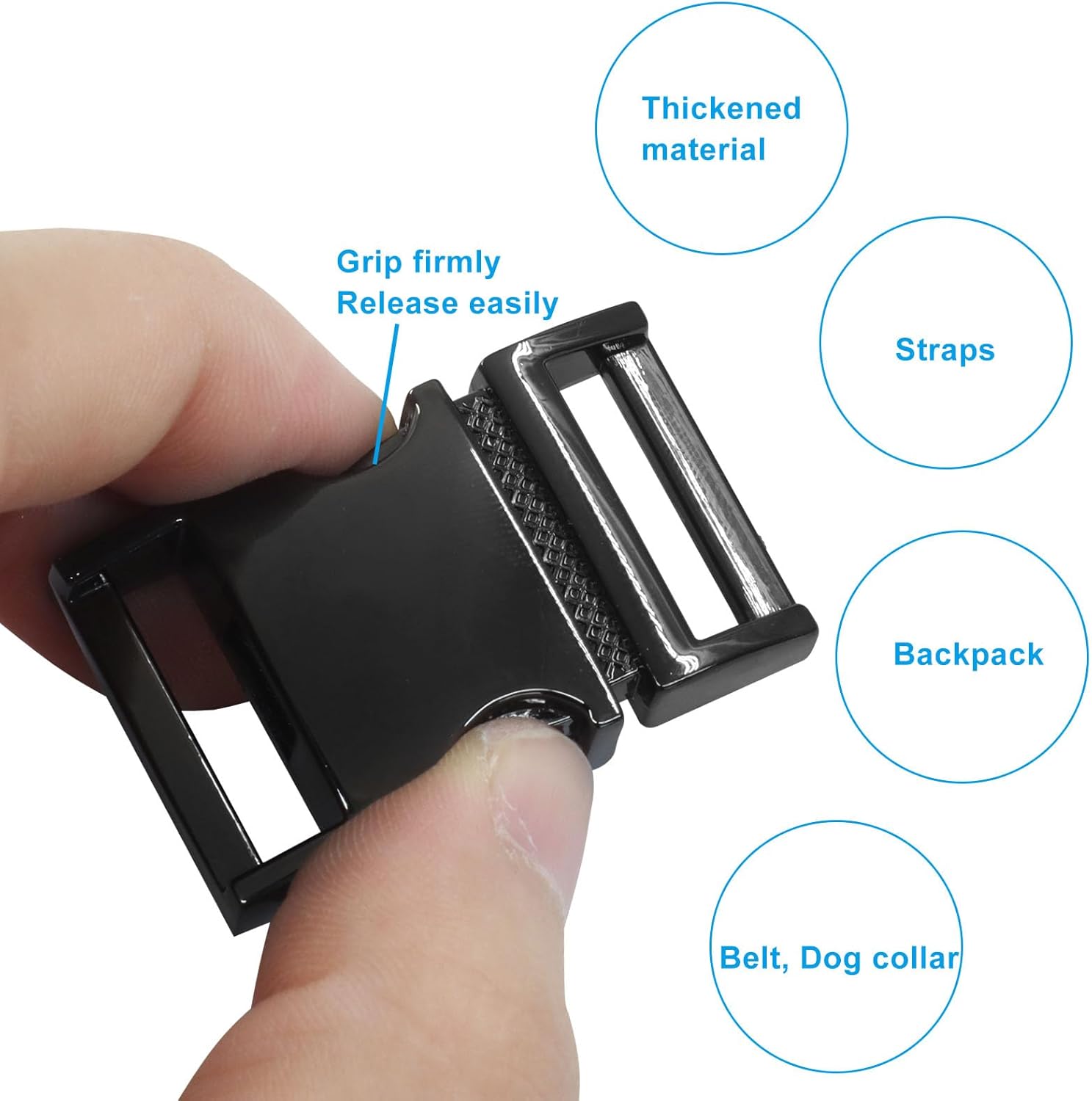 BokWin 6 Pack Metal Buckles Quick Side Release Clips,for Leather Strap, Dog Collars, Harness, Belt, Backpack, Purse - Image 3
