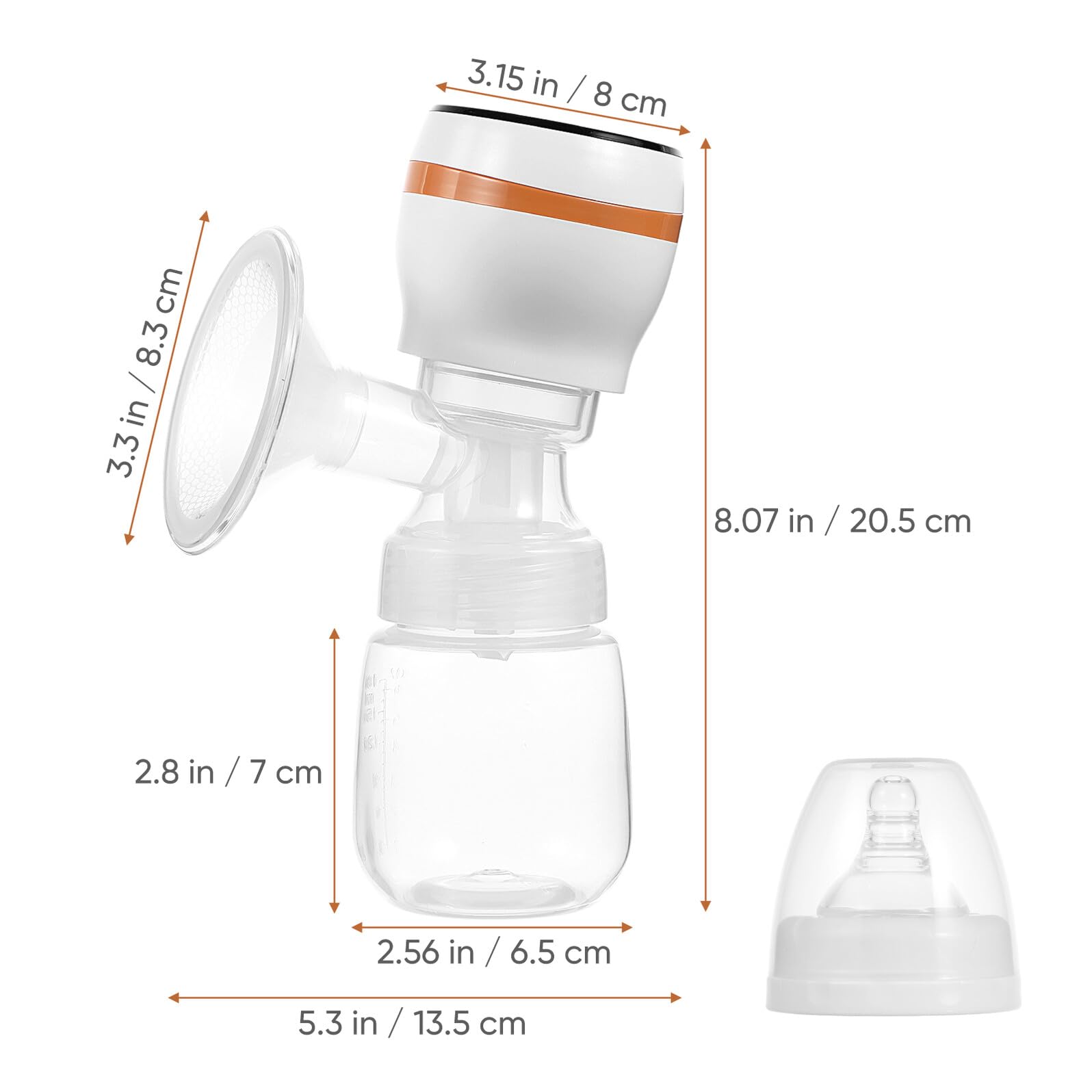 ORFOFE Extractor de Leche Portátil Eléctrico sin Cables Pantalla Lcd y Material Pp, Diseño Silencioso y Cómodo para Uso Manos Libres en Lactancia