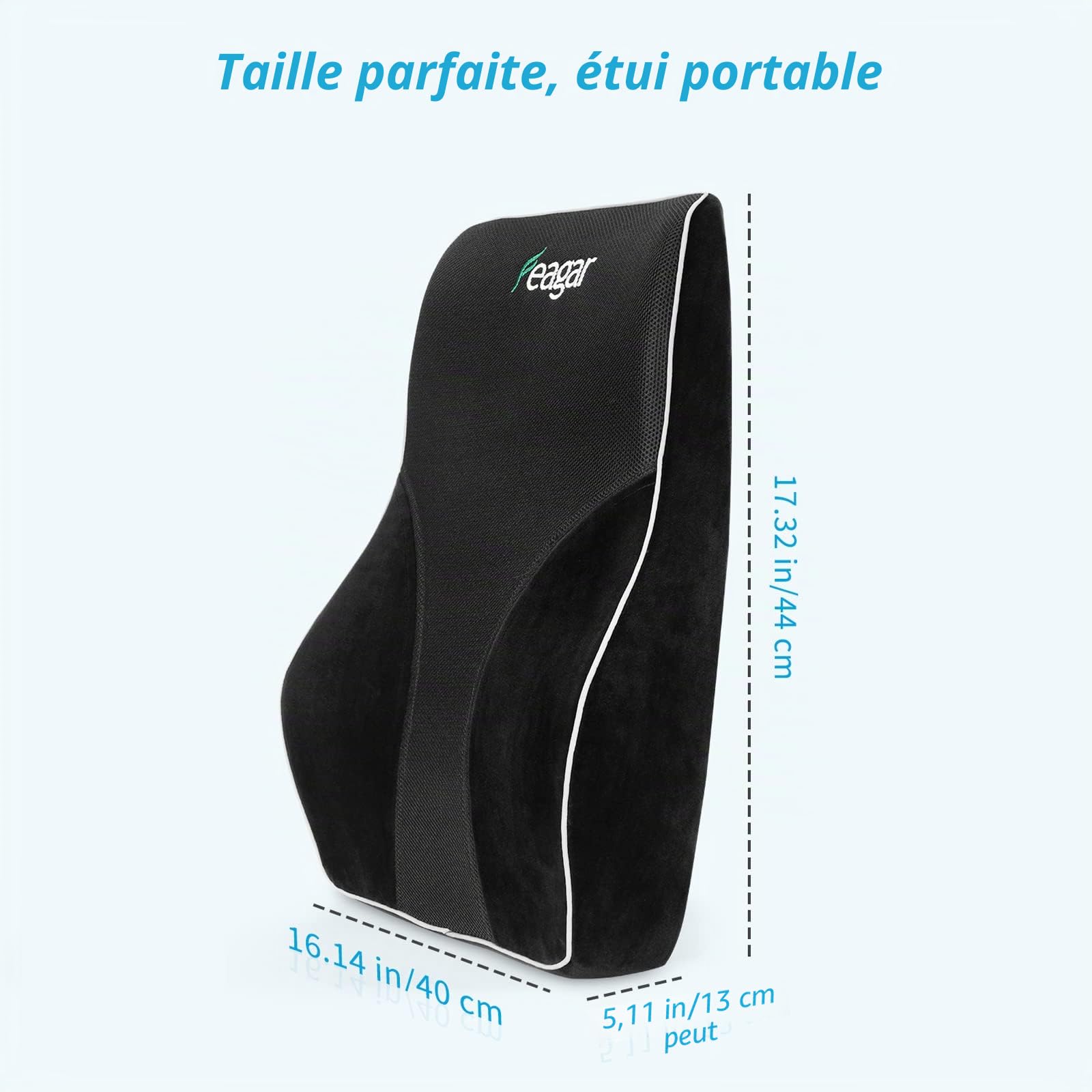 Feagar Coussin Lombaire en Gel-Oreiller Lombaire en Mousse à Mémoire avec Une Couche de Gel pour Siège d'Auto, Voiture, Fauteil, Chaise Bureau, Coussin d'Assise