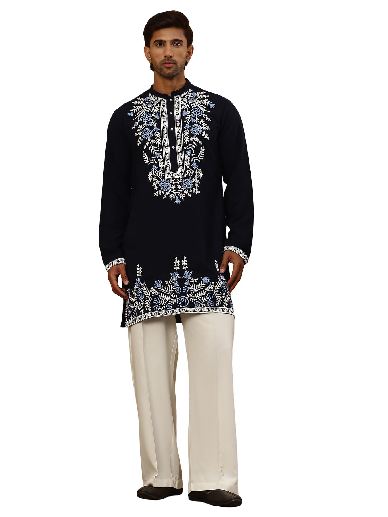 jompers Men Japanese Fabric Embroidered Kurta Set (Mehndi, S)-picture-18