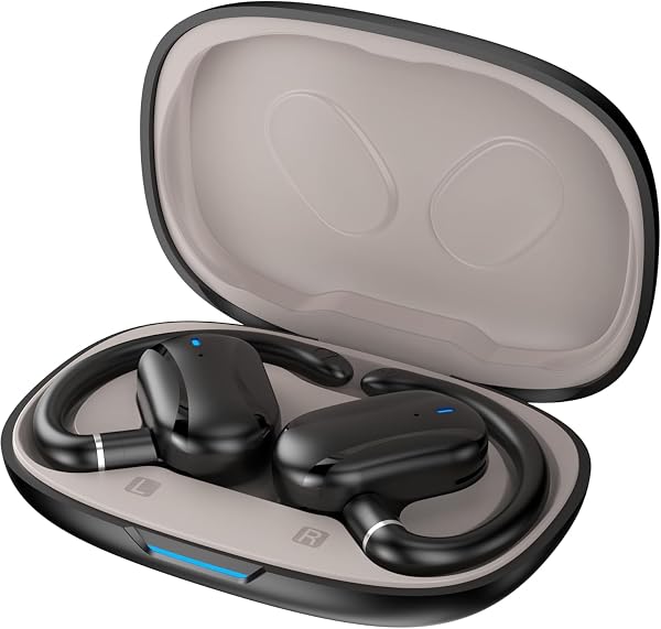 SIXTHGU Open Ear Headphones, Wireless Earbuds Lightweight Adjustable Ear Hooks, Clear Calls, 36H Playtime, Ultra-Comfort, Powerful Sound, Bluetooth 5.4 Earbuds (Black)