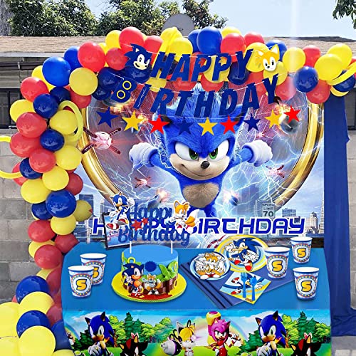 Blue Hedgehog Happy Birthday Cake Topper, Cake Decorations Cartoon Themed Inspired Cake Decor Go Theme Party Cake Decor Glitter Kids Boys Girls Birthday Party Supplies 1 #TOP6