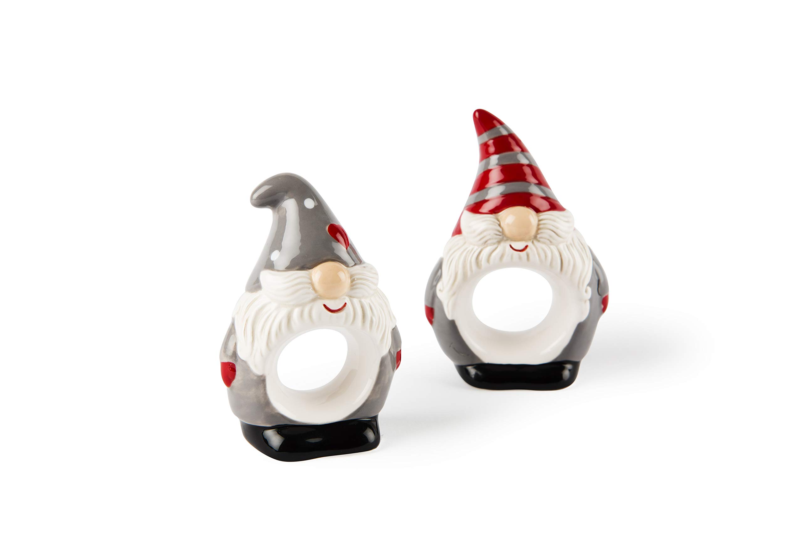 Excelsa Gnomo Christmas Set of 6 Napkin Holders, Stoneware Ceramic