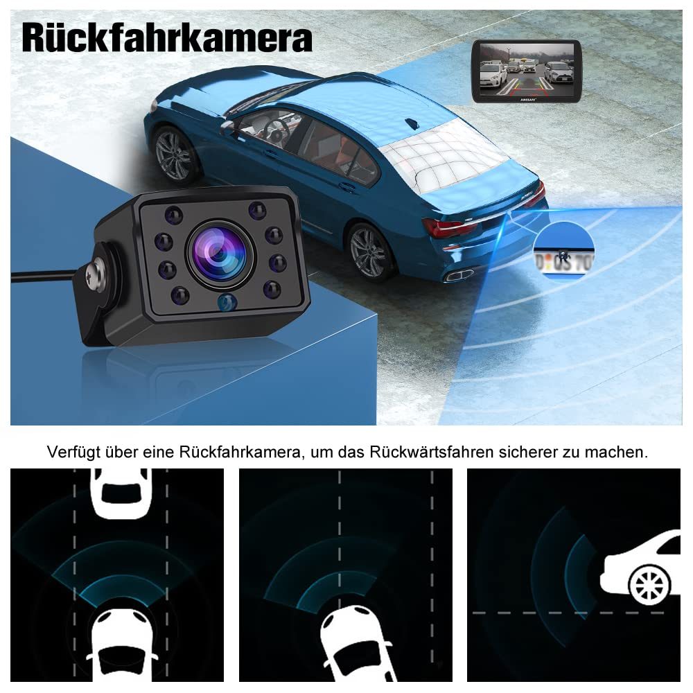 AWESAFE LKW Navi 9 Zoll Navigationsgerät mit Bluetooth und Rückfahrkamera, 2023 GPS Navigation unterstützt lebenslang Kartenupdate