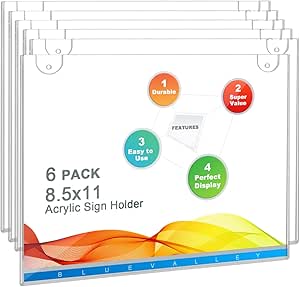 Aazon.co: BlueValley Acrylic Sign Holder 8.5x11 Vertical - Clear