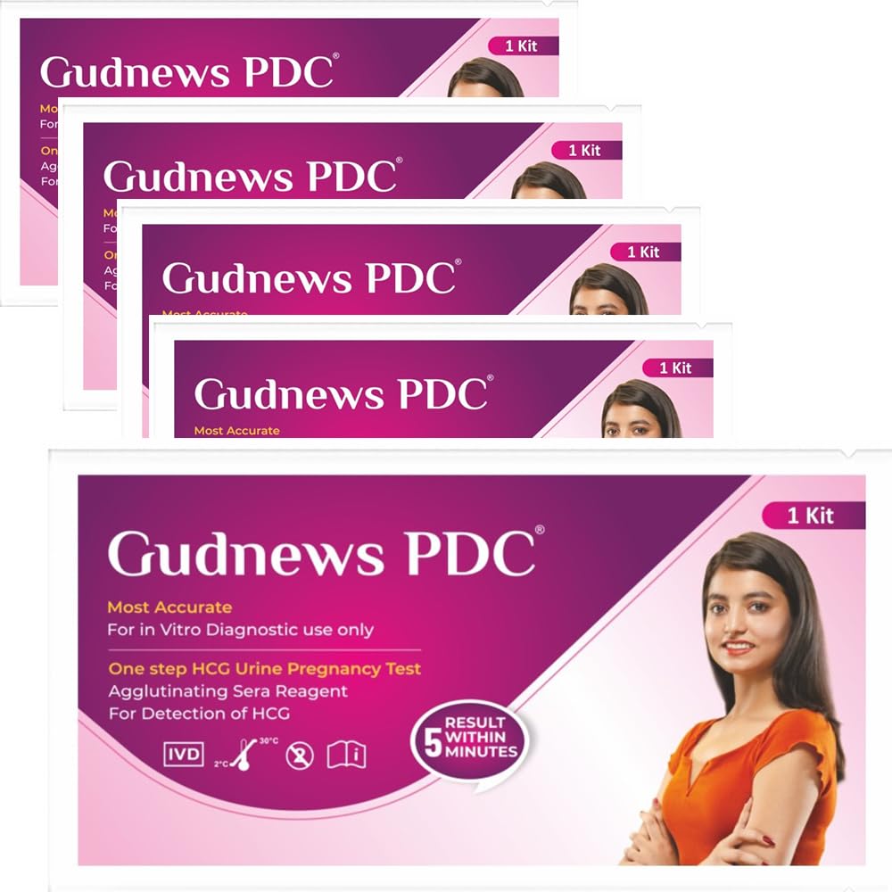 Gudnews PDC One Step HCG Urine Pregnancy Test Kit Device | Results within 5 Mins (Pack of 5) kits