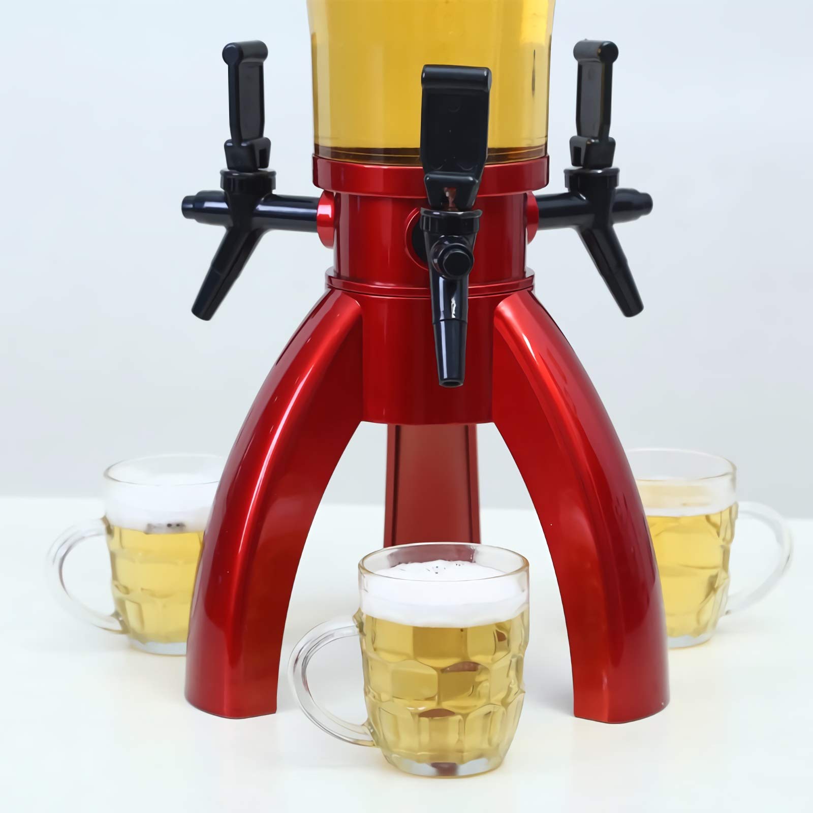Distributeur de Boissons Distributeur de tour de bière, distributeur de boissons avec 3 robinets et tube de gel, jus de vin de jus de glace Perfect for Bar Club KTV, Noir Tireuse a Biere/Girafe à Bièr