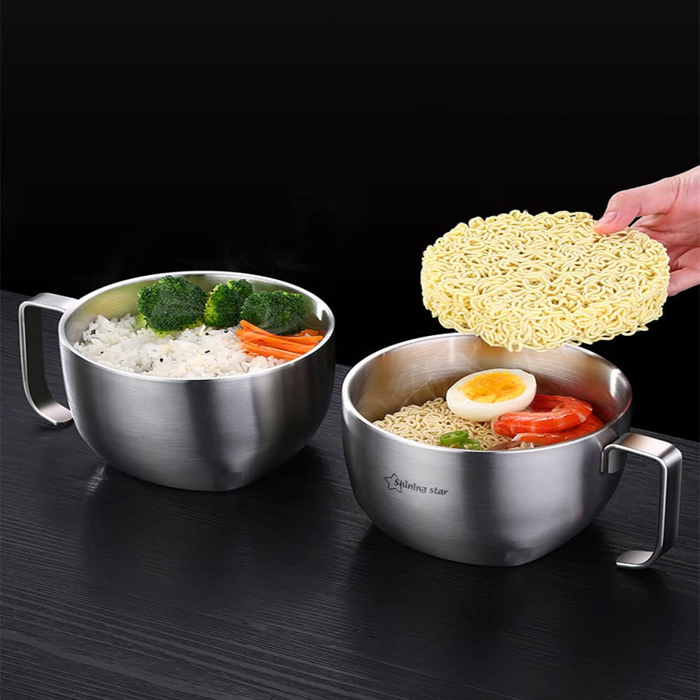 Pot Intérieur Pour Cuiseur À Riz En Acier Inoxydable – Bol À Nouilles Isolé Double Couche Avec Poignée De Couvercle – Boîte À Déjeuner Chauffante Pour Aliments, Récipient Alimentaire Portable En Acier