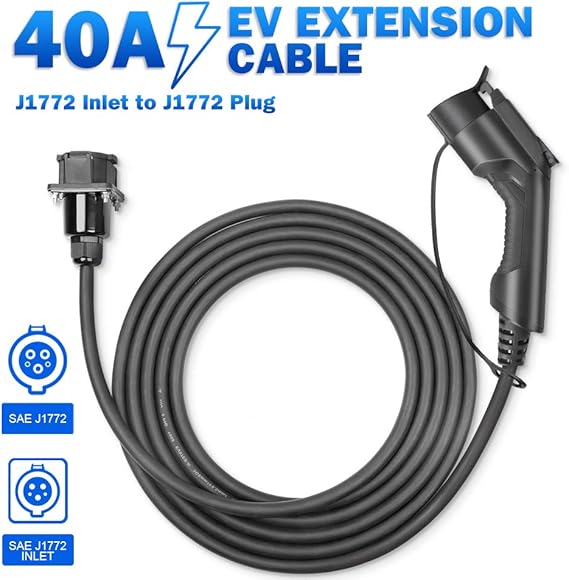 Morec J1772 Extension Cable, 40Amp 20ft EV Extension Cord for EV