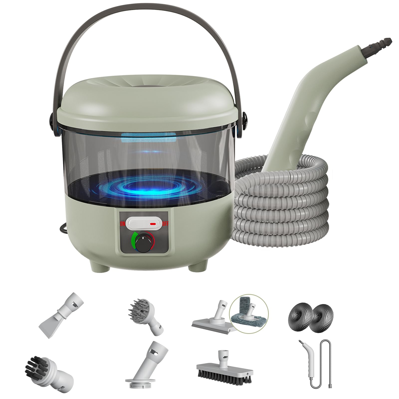 Dampfreiniger, 2500W Leistungsstarker Dampfreiniger Handgerät mit 6 Bürstenköpfen, Mehrzweck Steam Cleaner für die Tiefenreinigung von Polstermöbeln, Auto, Küche, Bad,Fliesen