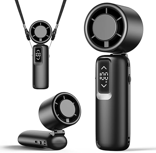 Ventilador turbo portátil de mano, viento de 1 a 100 engranajes, funciona con pilas, hasta 23 horas de trabajo, ventilador personal 3 en 1 con