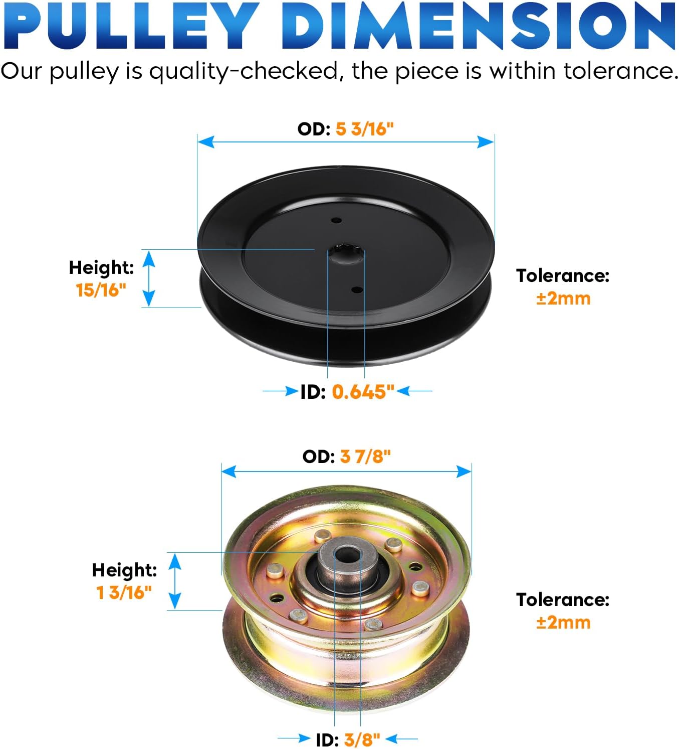 42" Deck Rebuild Kit 130794 Spindle for Husqvarna Craftsman LT1000 LT2000 YTH1542 YT3000(only 3-Hole Spindle), Includes 2 Spindles 532130794, 2 Idlers 131494 173437, 2 Blades 134149, 95" 144959