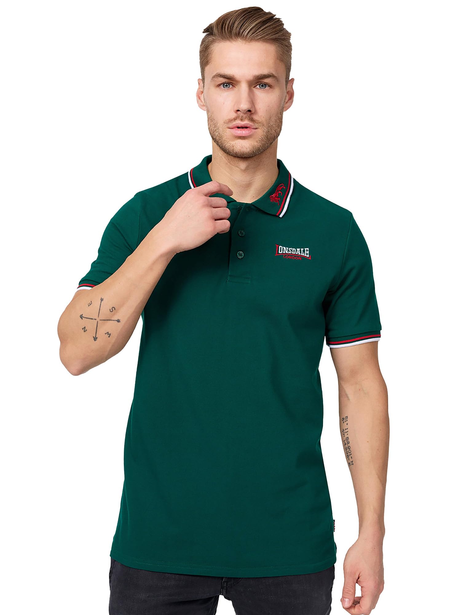 Lonsdale Lion Polo da Uomo, Verde, S