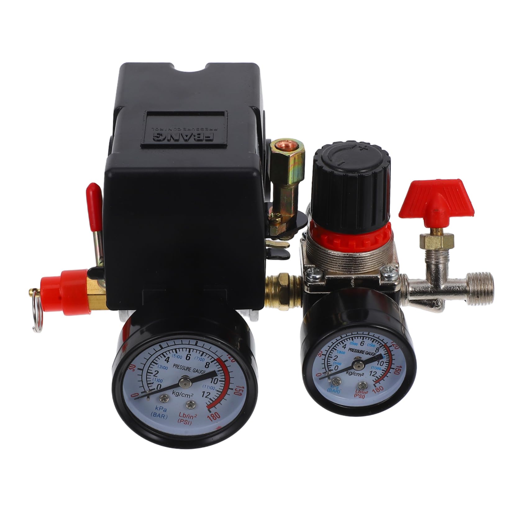Hohopeti Regulador de Presión de Aire para Compresores, Interruptor de Presión con Manómetro, Plástico, 4 Orificios, Ajuste Fácil para Reparación Automotriz