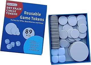 Dry Erase Tokens, 85 Reusable DND Tokens in 3 Sizes and 4 Blank Dice - Writable Erasable Markers for RPG, MTG, Tabletop, Classroom and Home Use - Infinitokens Custom Game Tiles