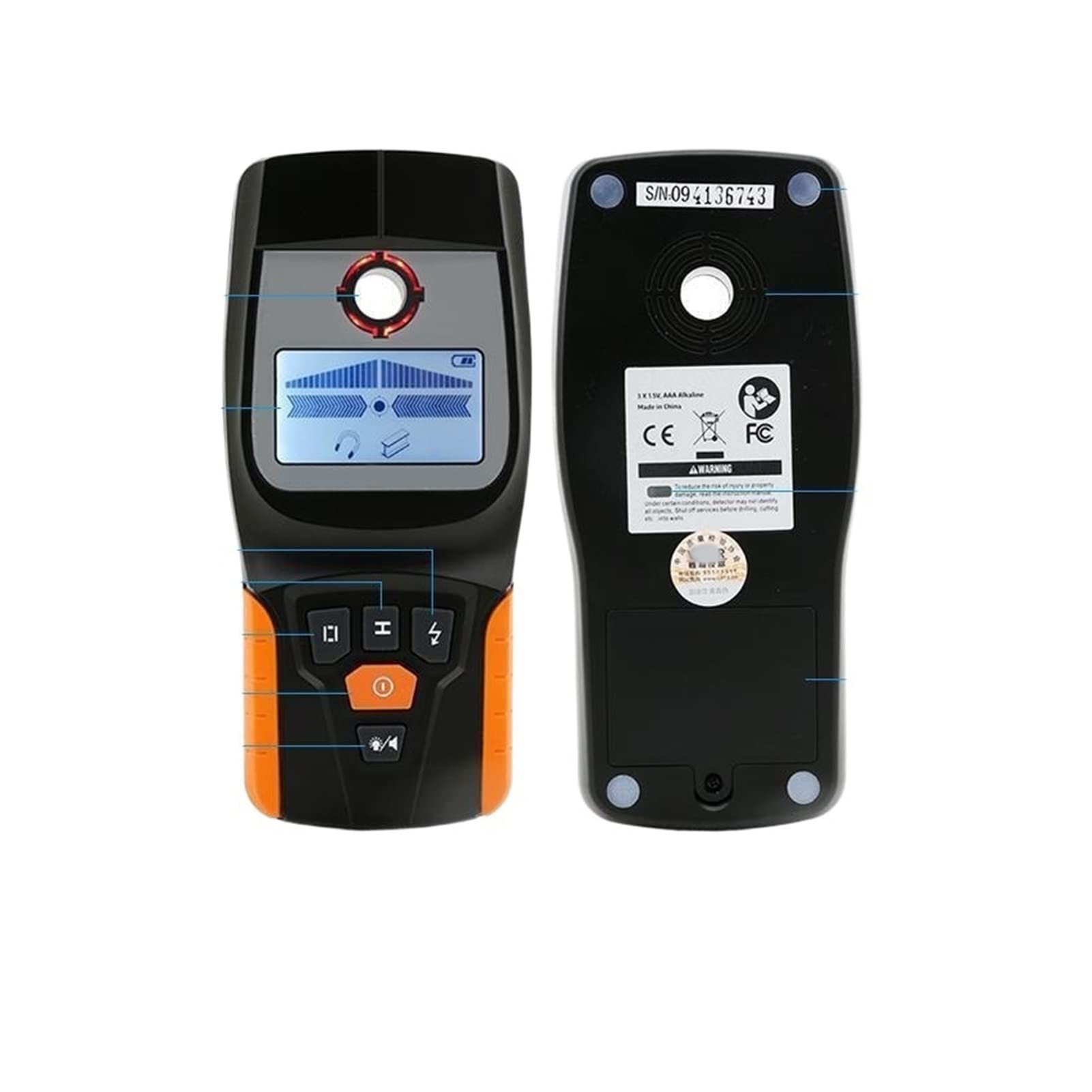 Detector de metales para adultos y niños Escáner Wall Scanner Digital Handheld Detector multifuncional multifuncional de pared en vivo y cable de madera Detector de metales escáner Alta precisión