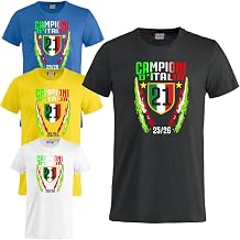 T-Shirt International Football Champion of Italy Second Star 21 Supporters Shields Black Blue | T-shirt Cotton Shield Black Blue PS 27431-INT01