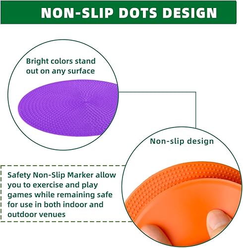Miniatura 9 de Marcadores de goma para el suelo, puntos de agilidad antideslizantes de 9 pulgadas, conos planos para niños, deportes, fútbol, baloncesto,