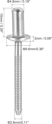 Miniatura 6 de uxcell Remaches ciegos, 304 remaches de tracción de acero inoxidable remaches de decoración de núcleo de 0.189 in de diámetro 0.630 in de longitud