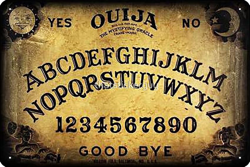 OUIJA - Póster de tablero de juegos de 8 x 12 pulgadas, divertido letrero de metal para sala de juegos, decoración de pared de cueva de hombre