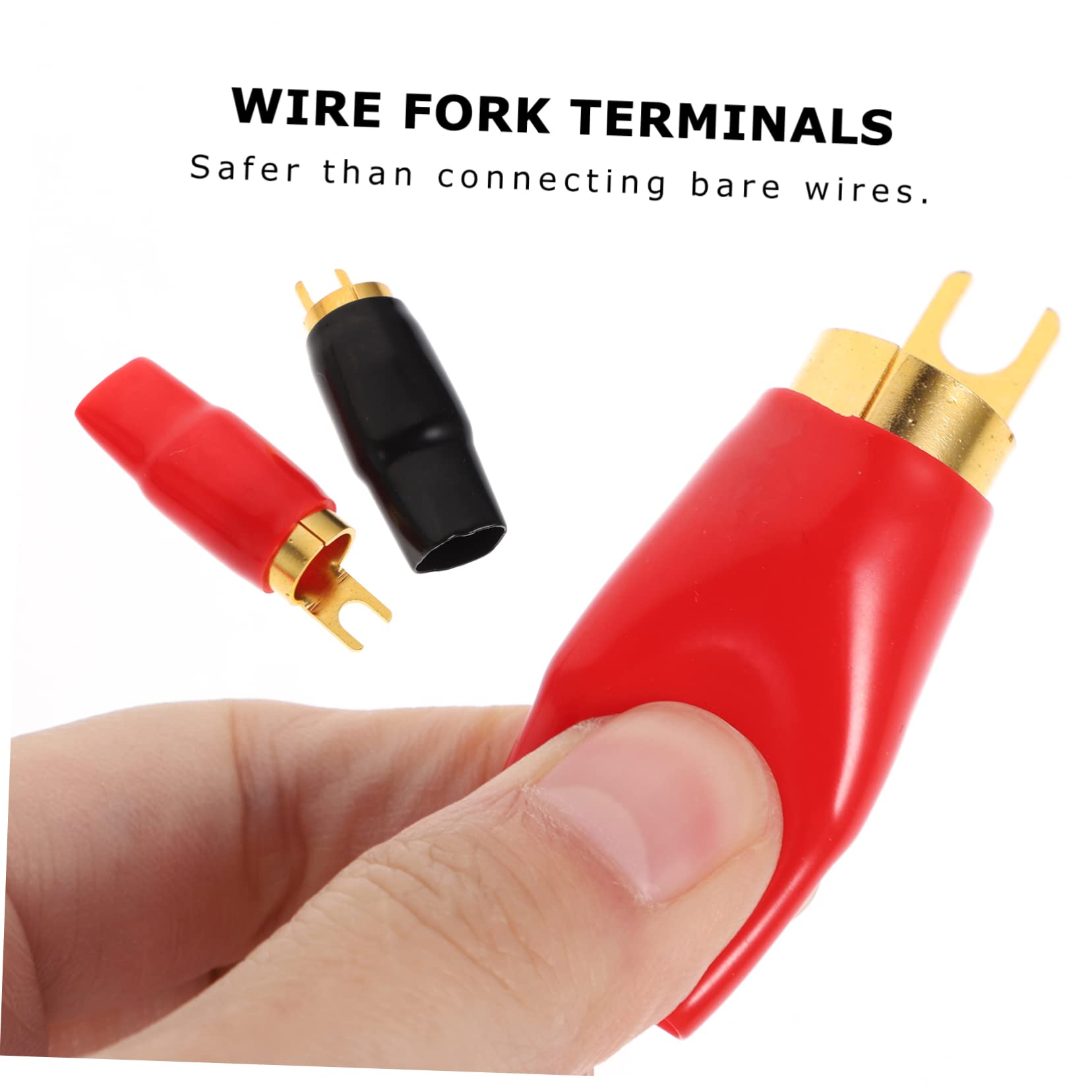 MUSISALY Crimp Terminal Blocks for 0 Gauge Wire Speaker Wire Connectors 2 Pairs Heat-Tested Plated for Corrosion Resistance and Audio