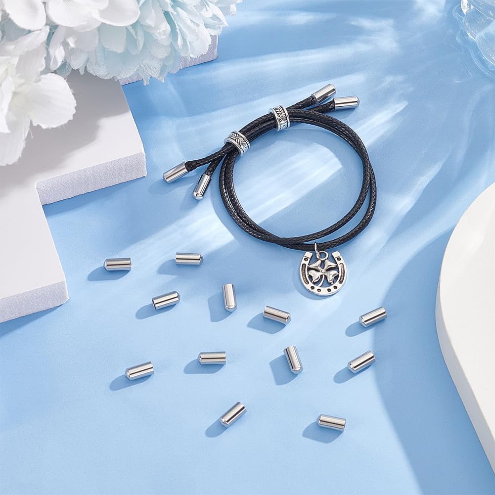 UNICRAFTALE 20Pcs Stainless Steel Column End Caps 3mm Small Hole Leather Cord Ends Leather Cord Terminators for Jewelry Making - Image 4