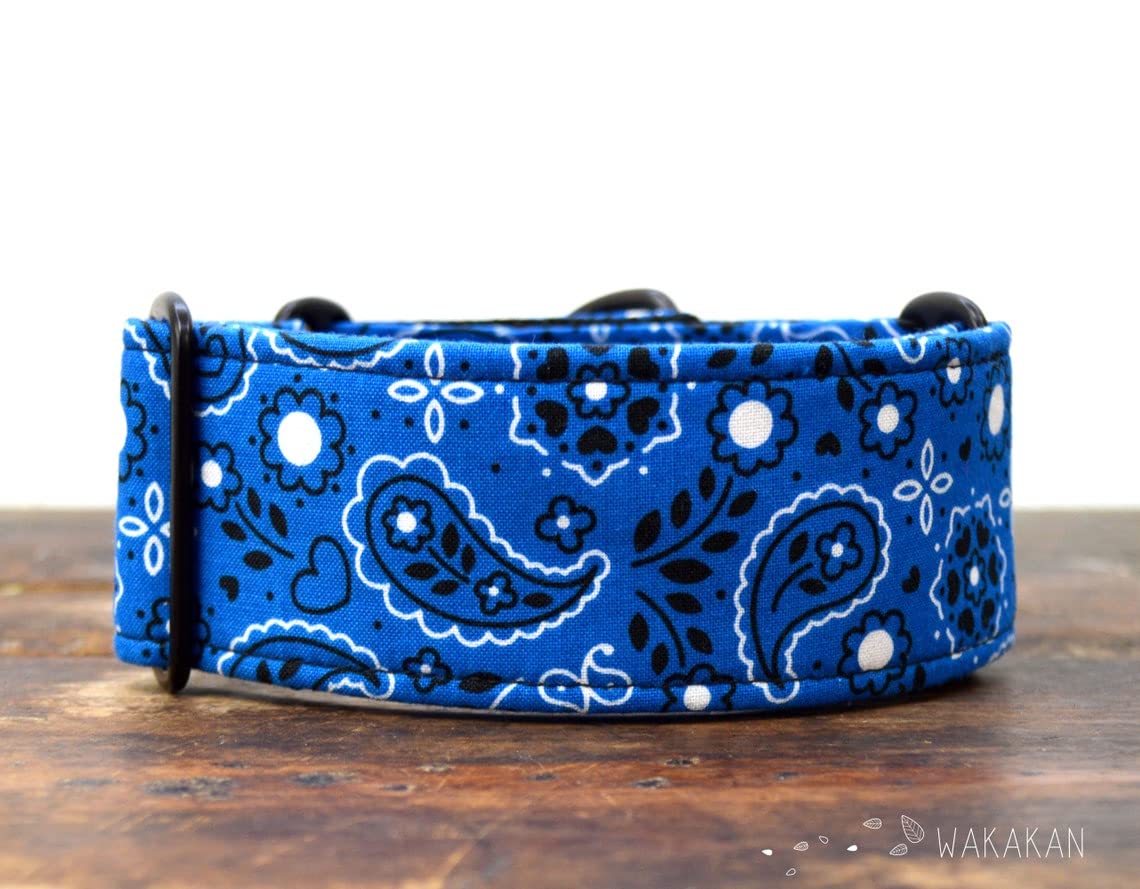 Collare per cani martingale: Blue Bandana, fatto a mano in Spagna da Wakakán