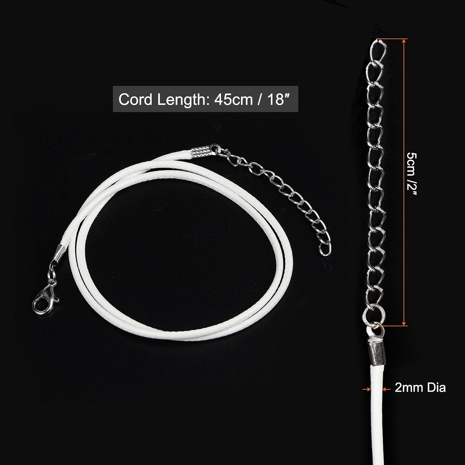 HARFINGTON 20Pcs Waxed Necklace Cord Bulk White 2mm Dia 18" Necklace String Rope with Chain Clasp for Pendants Bracelets Jewelry Making Supplies Accessories image 2