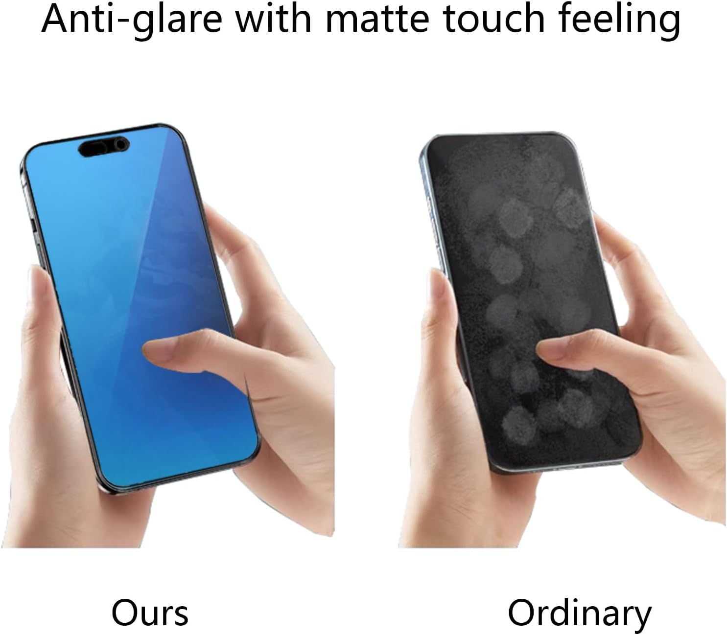 2 Pack Matte Anti-Blue Privacy Tempered Glass for iPhone 15 Pro Max Anti-glare Anti-Spy Screen Protector Anti-Peeping Film Electroplated Blue 6.7 inch image 3