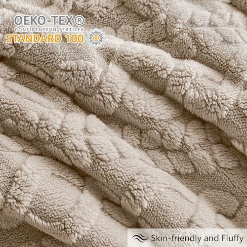Homelike Moment Fluffy Comforter Set Queen Size, Beige Sherpa Fleece Marshmallow Comforter Full Size, Luxury Fuzzy Warm Bed Set for Winter 3 Piece by Homelike Moment - Image 2
