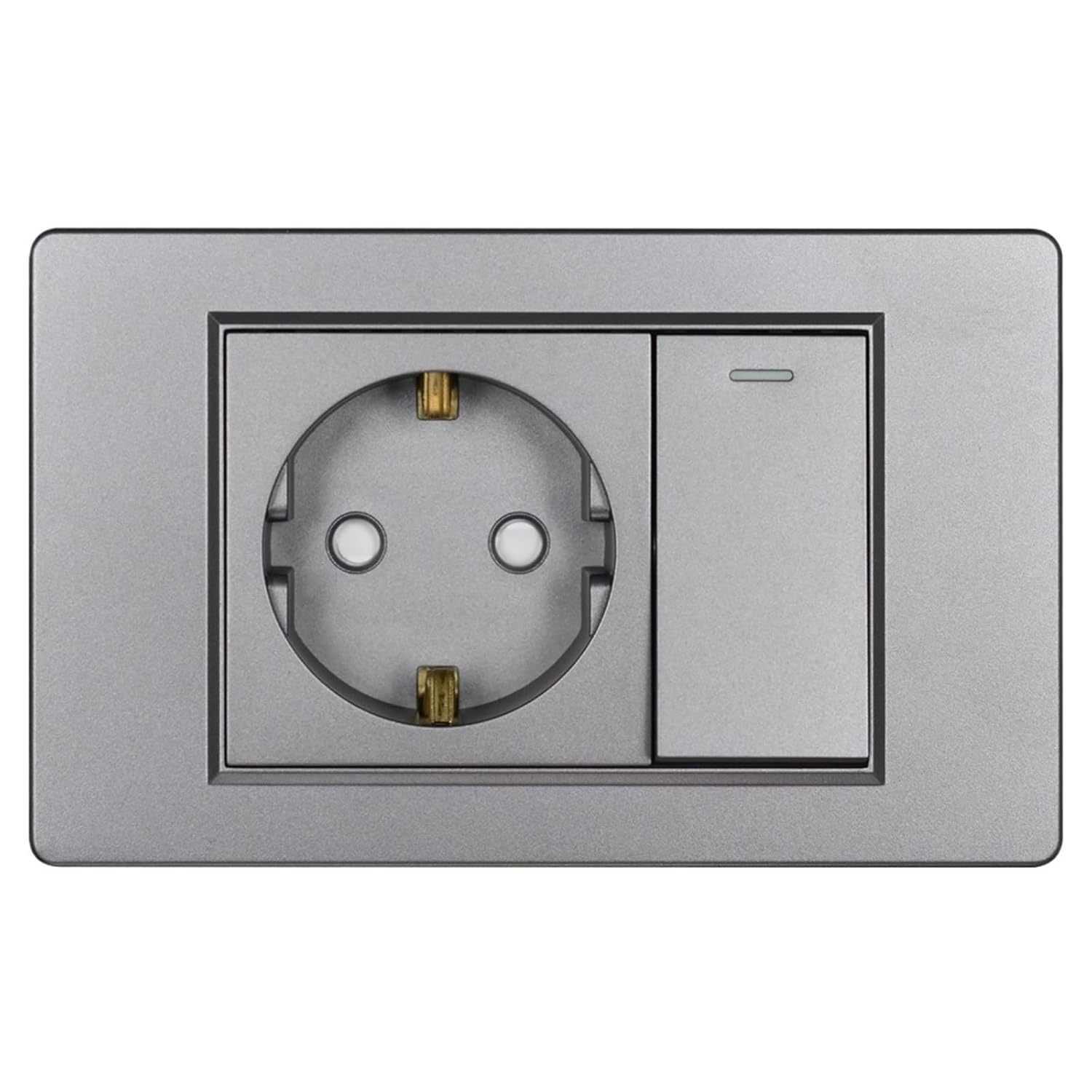 16A EU Electrical sockets and switches 1gang 1/2 Way pc Panel 118 * 72mm Power Outlet and Light Switch(1way Gray)