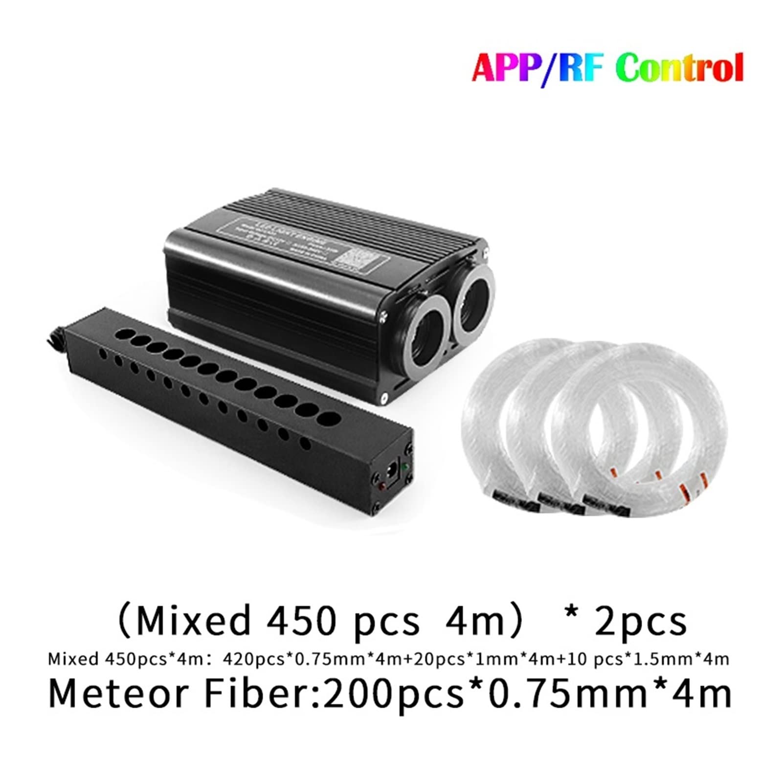 32W Meteor LED Car Starry Sky Light Dachu Gwiazdy Night Lights Auto Wewnątrz Sufit Lampy światłowodowe Lekkie Akcesoria samochodowe Wysoka Wydajność(300 0.75 4m 2pcs)