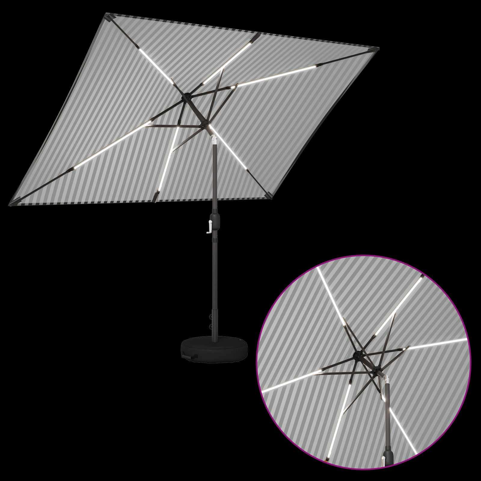 SYDE Parasol ogrodowy ze światłami LED i podstawą 200 x 300 cm poliester