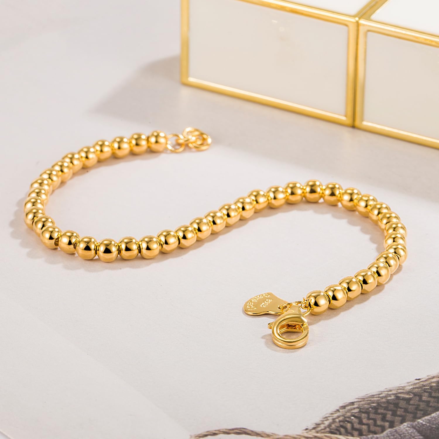 Dankadi Women 925 Sterling Silver Round Bead Bracelet Minimalist 4-6MM 13-21CM Bell and Heart Pendant Prayer Beads Link Chain Bracelet Men Charm Jewelry Gift - Image 5