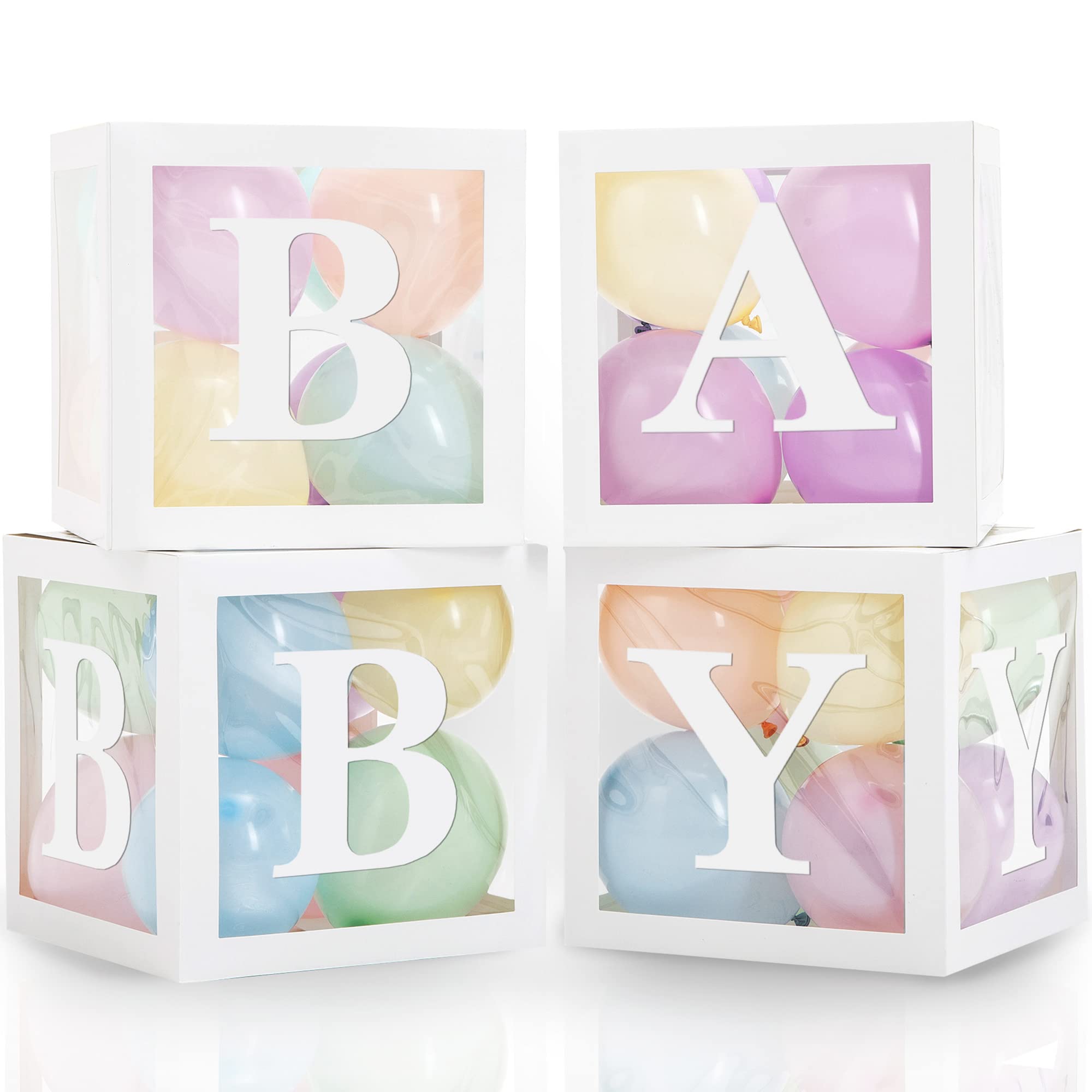 Buy Baby Boxes with Letters for Baby Shower Baby Shower Box Set of 44 pcs, 32 Pastel Balloons