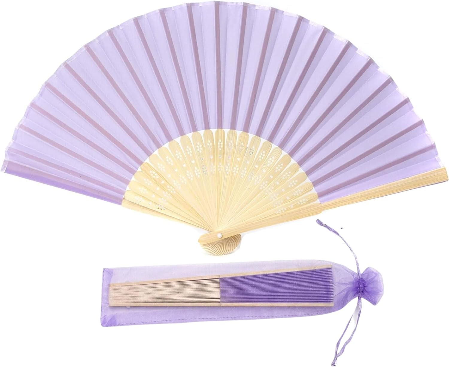 FANSOF.FANS Chinese Silk Folding Hand Fan – Bamboo Handheld Paper Fan Style with Tassel, Wedding Fans for Guests, Bridal Shower & Hen Party Favours, Vintage Japanese Fan Wedding Props & Party Decor