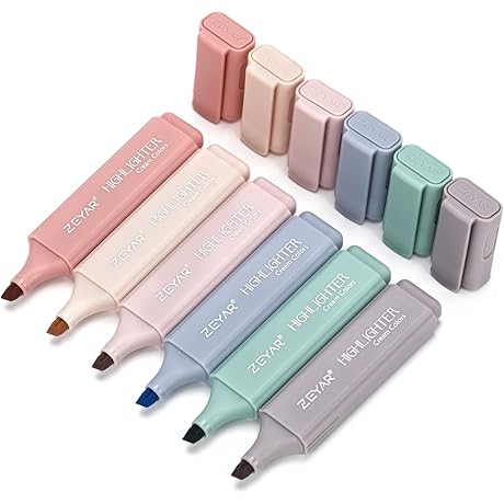Zeyar Highlighter, Pastel Colors Chisel Tip Marker Pen