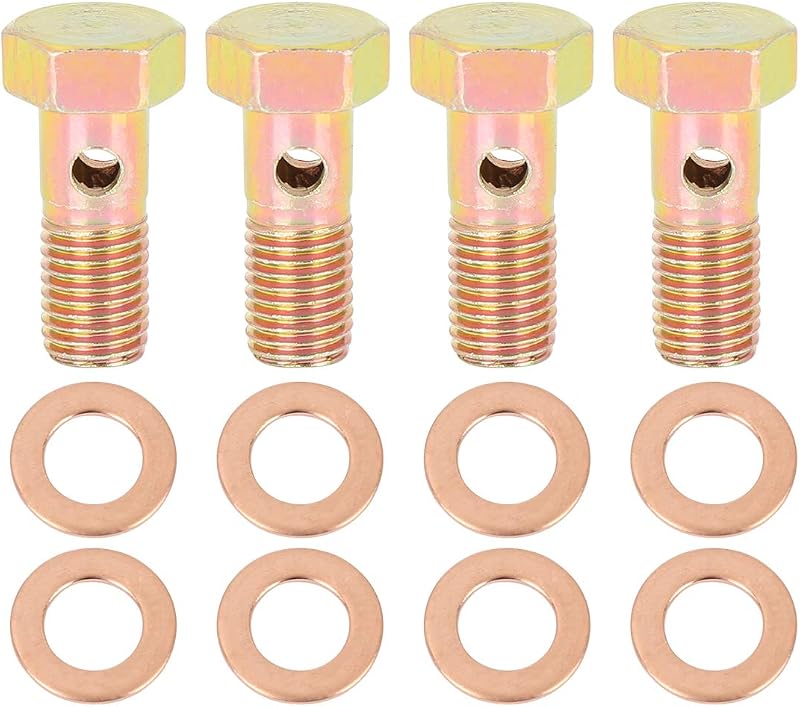 Adaptador de conexão banjo para freio X AUTOHAUX M8x1,0 mm com arruelas – Kit com 4 conjuntos
