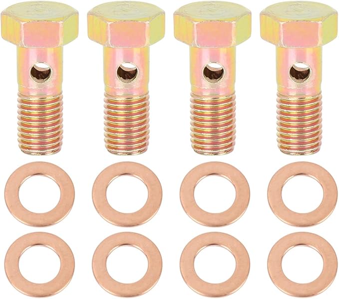 8 Stück Motorrad Hohlschrauben M12x1.25 45mm - 6-Loch Bremsschrauben Set Bronze