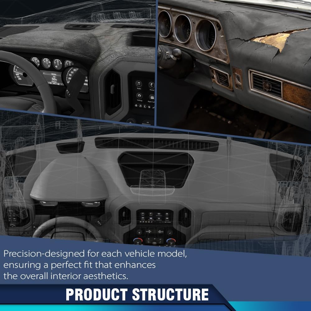 PIT66 TPE Dash Cover Dashboard Panel Compatible with Pontiac Firebird Trans Am 1970 1971 1972 1973 1974 1975 1976 1977 1978 1979 1980 1981 Black