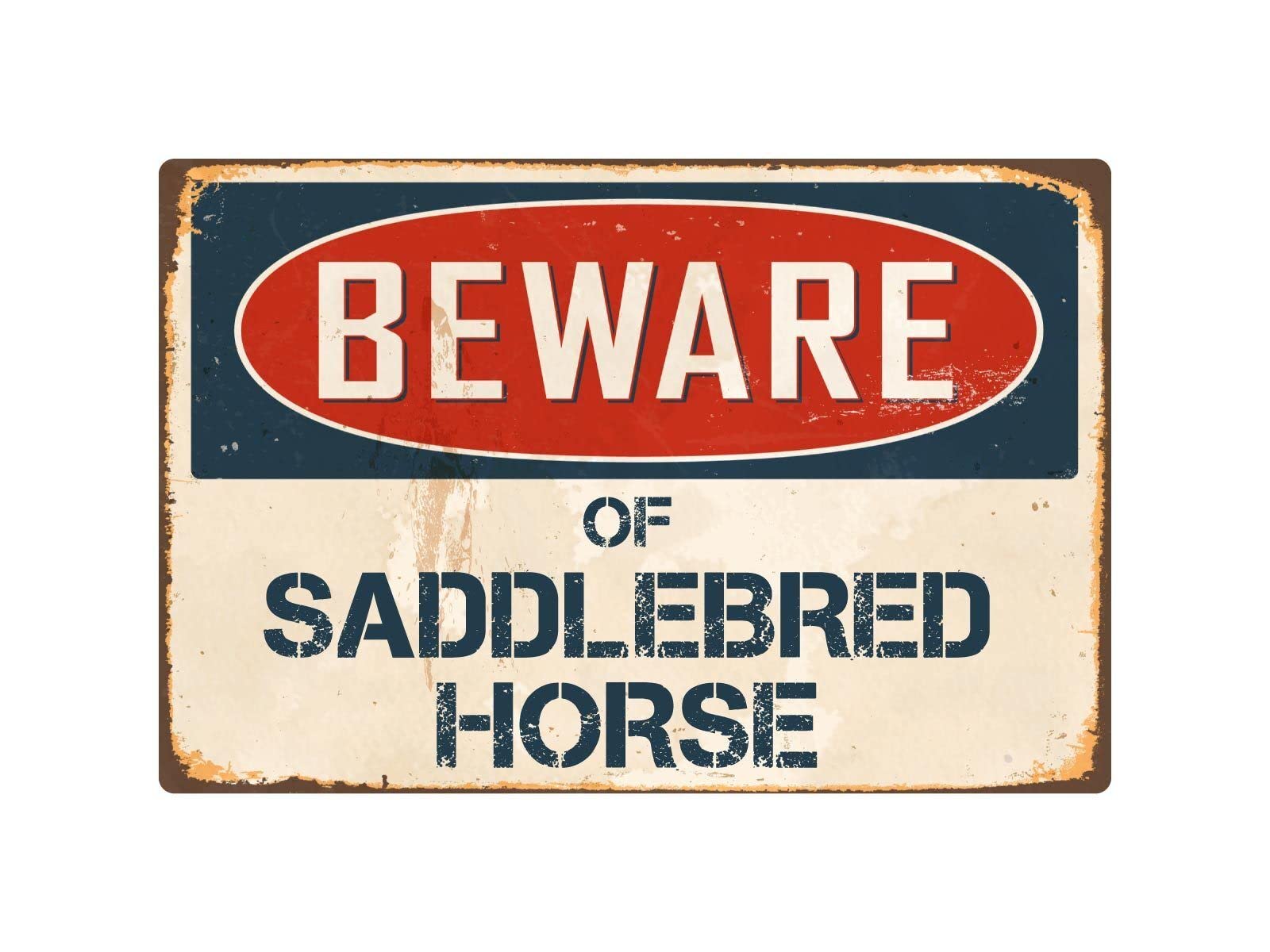 Yard Sign Plaque for Business, Garage, Office, House and Outdoors Beware Of Saddlebred Horse 8" x 12" Vintage Aluminum Retro Metal Sign VS364