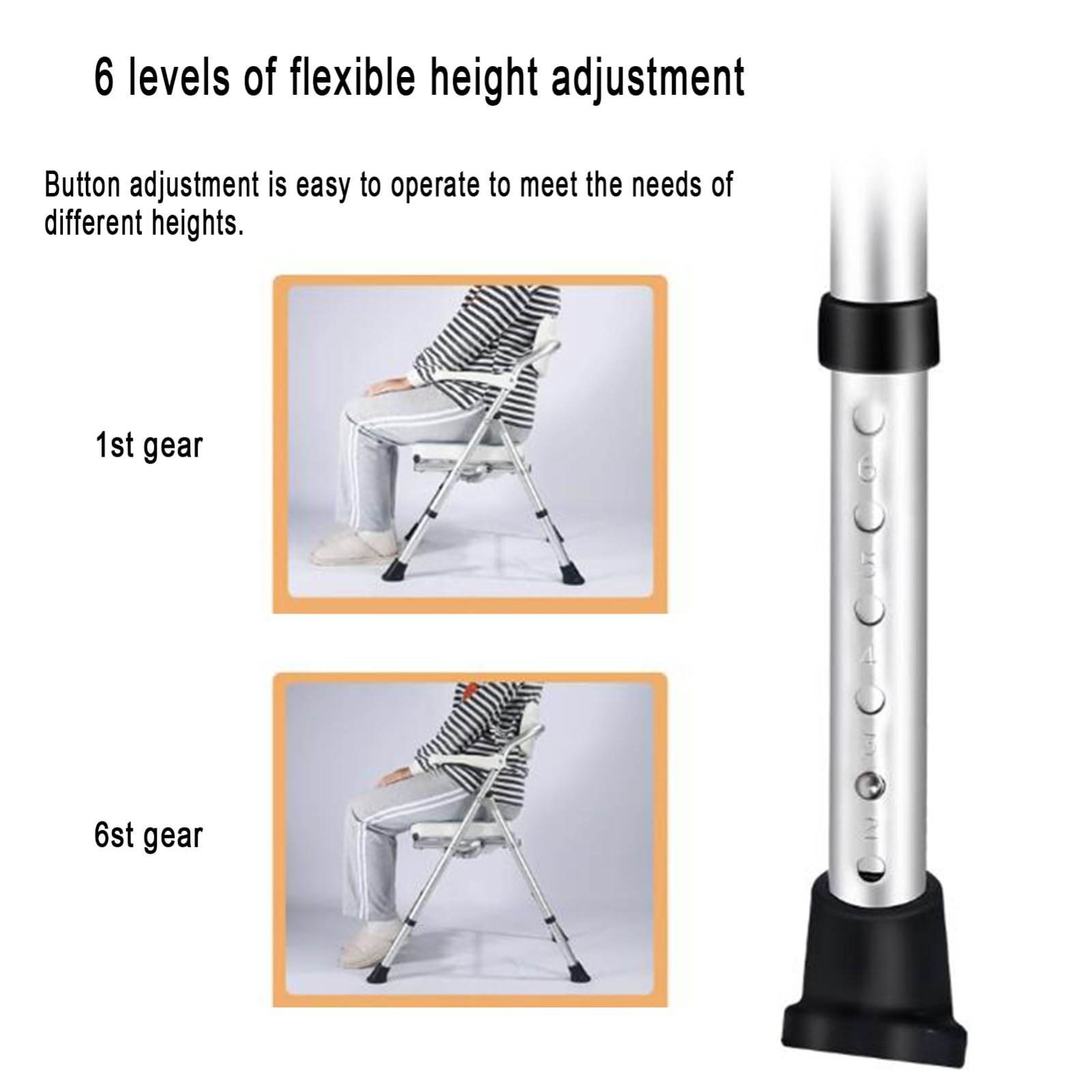 Sedia da doccia pieghevole con braccioli e schienale, sedia da doccia regolabile in altezza in 6 gradini, design antiscivolo, adatta for anziani, disabili, anziani e donne incinte