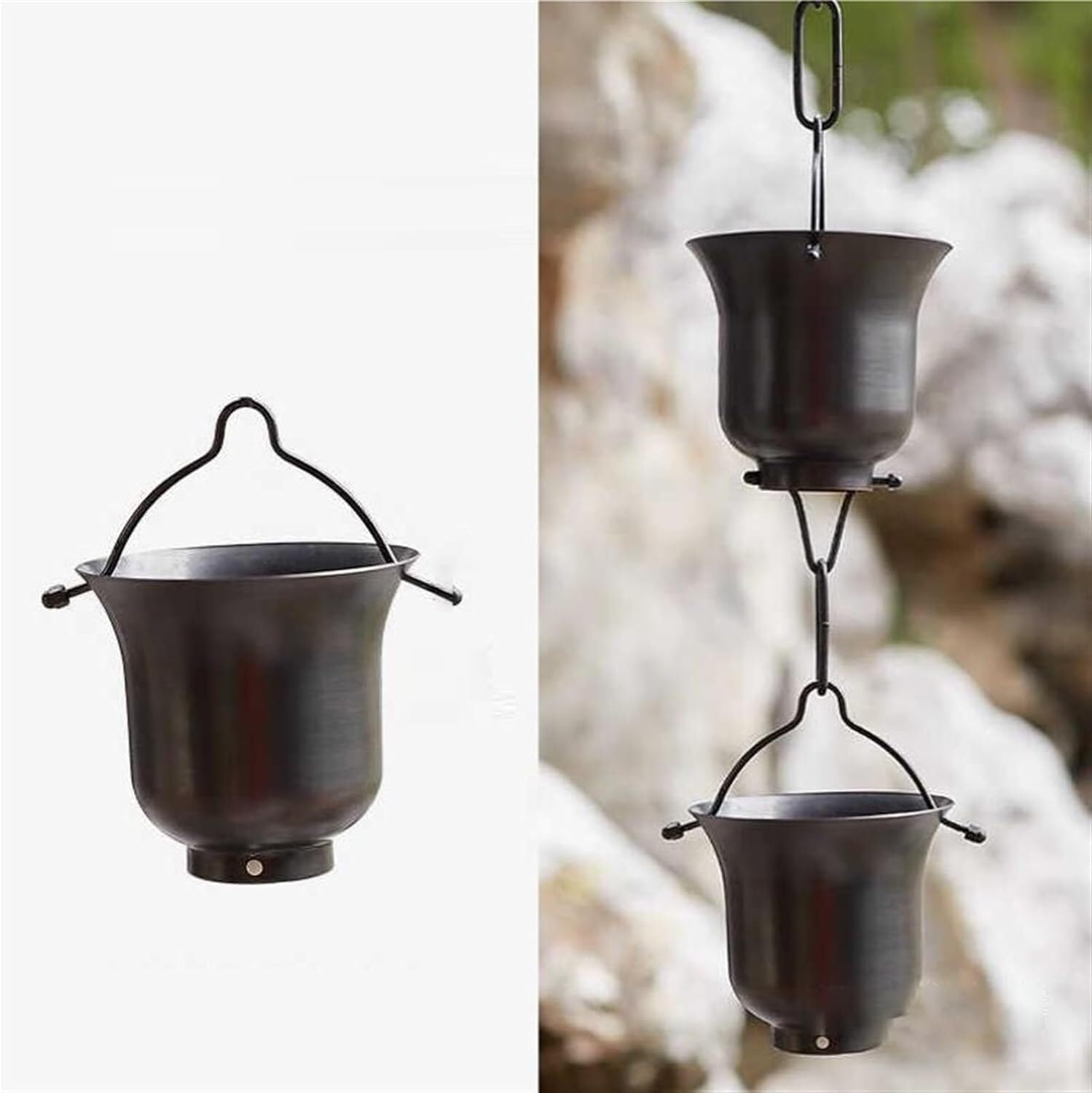 Copper Rain Chain for Gutters, Roof Rain Catcher/Diverter, Metal Ring Rain Chain(1m/3ft)