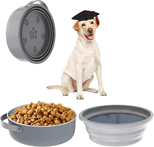 Miniatura 1 de Cuencos de viaje para perros de 40 onzas con tapa, cuenco de agua plegable sin BPA, tazón de comida para mascotas de acero inoxidable - Cuencos