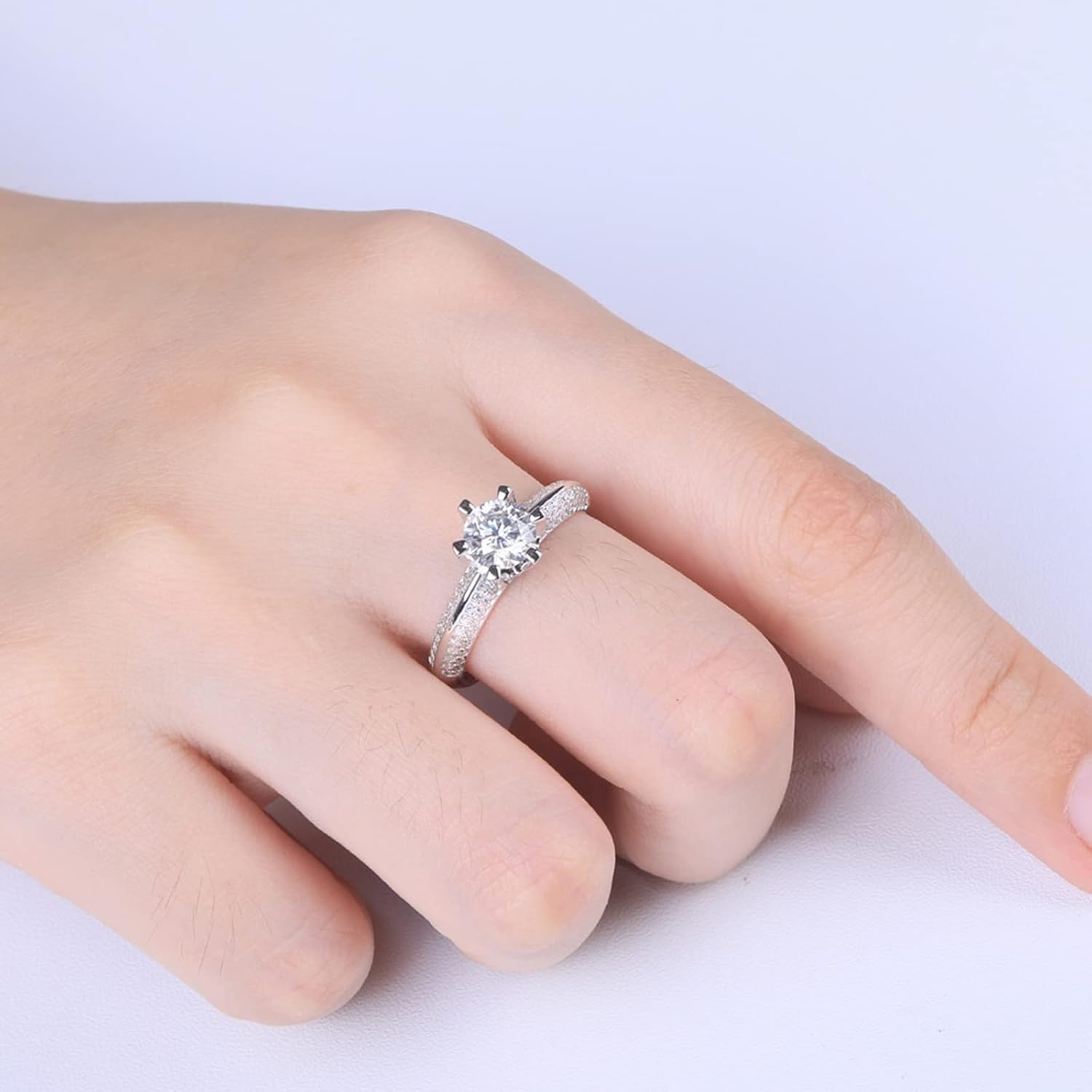 Women's Ring Engagement Promise Rings for Girlfriend 6 Prong Solitaire Design Moissanite Promise Ring Vintage for Women