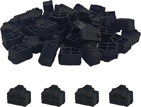 40PCS RJ45 Port Covers, Silicone Ethernet Dust Protector Caps for Network Switch, Router, Computer and TV Ports Black