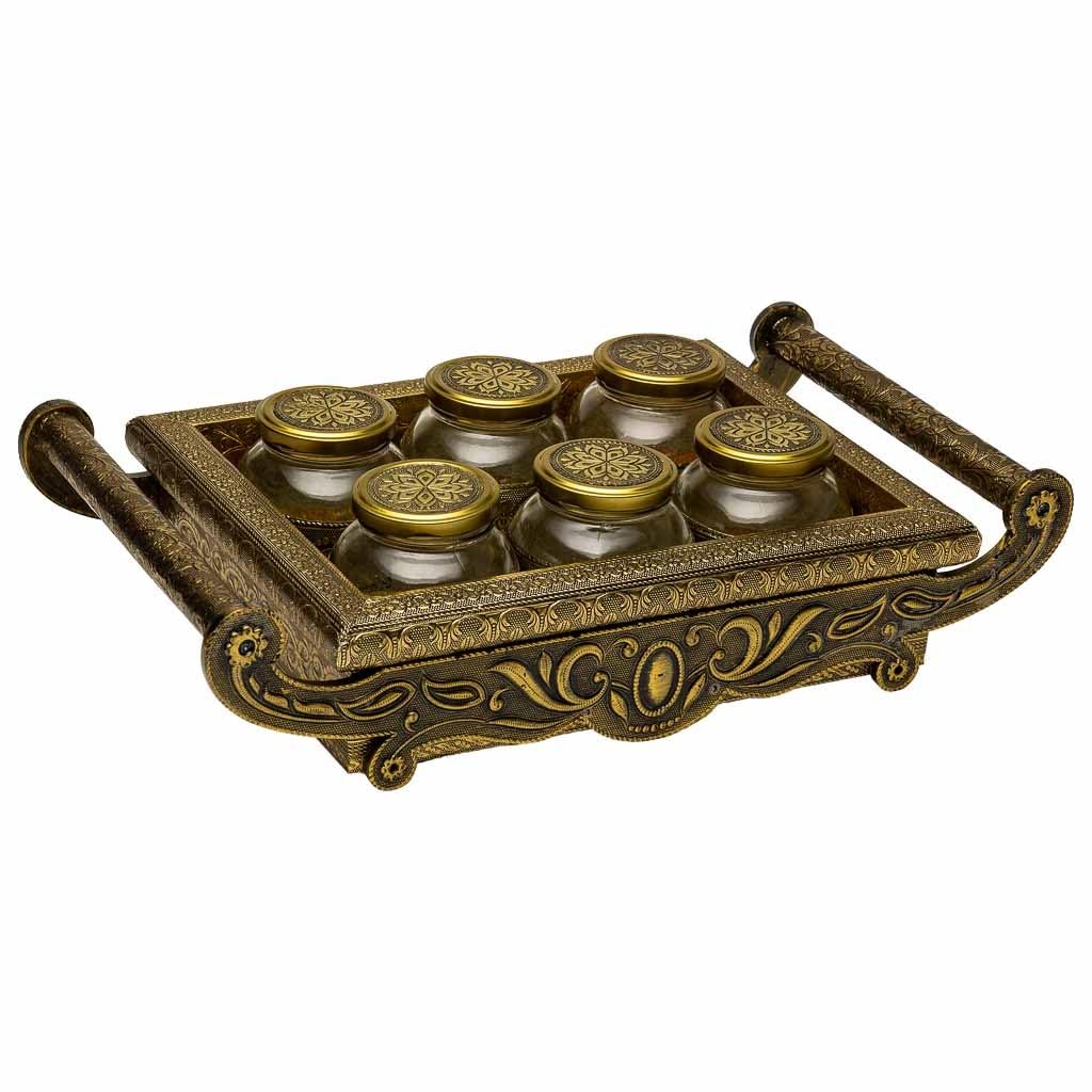 WANDERLUST DECO Bandeja de Metal repujado Color cobre 46x26x7