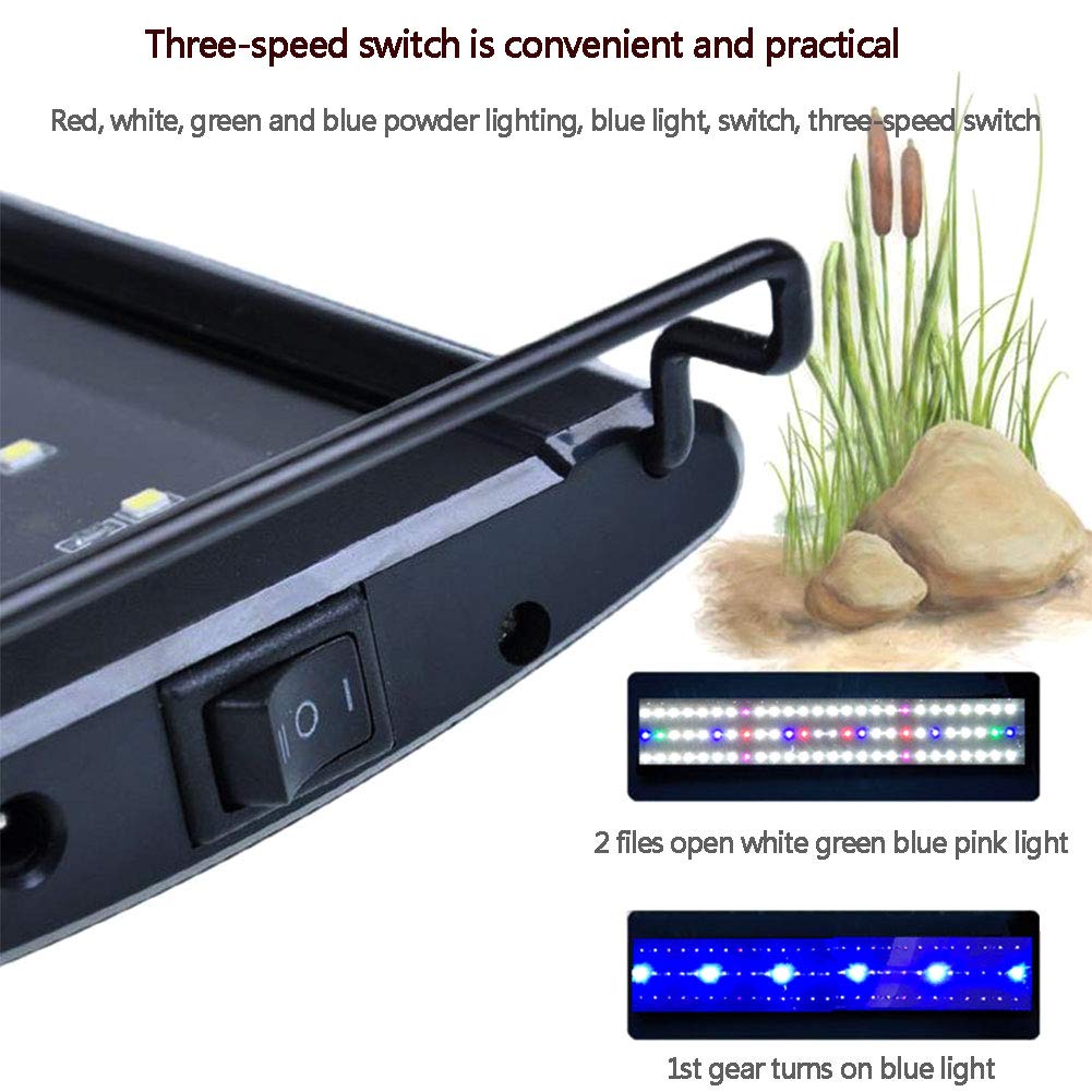 NANANA Pantalla Luz LED Acuario Lámpara de Iluminación para Acuarios Plantados Lampara LED para Peceras(Luz de Luna, Simulación de Luz Diurna, para Plantas de Agua Dulce y Salada),40cm