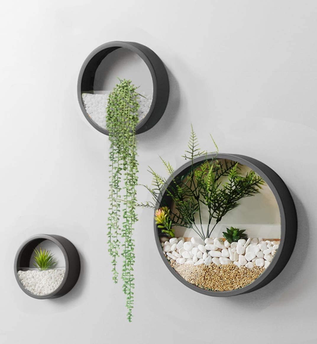 UK u Metal Wall Planter,Round Hanging Wall Vase Planters for Succulents |Flower Pot Wall Planters for Plants,Succulent Plants, Small Cactus and More,Home Wall Decor |Black Color | in Gift Box 3 Pcs